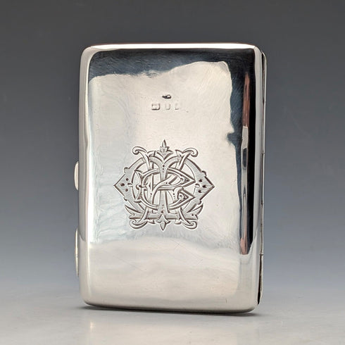 1897 年英國古董純銀雙門卡片盒,鏡面拋光,刻有盾徽,107 克